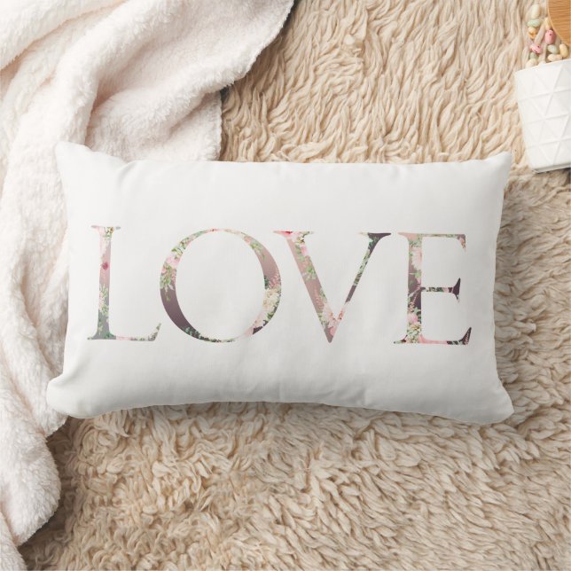 KÄRLEK Rosa Soft Blommigts Romantic Valentine Day Lumbarkudde (Filt)