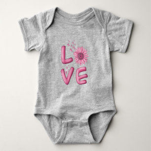 Kärlek Rosa Solros Baby Bodykostym T Shirt