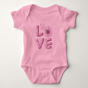 Kärlek Rosa Solros Baby Bodykostym T Shirt