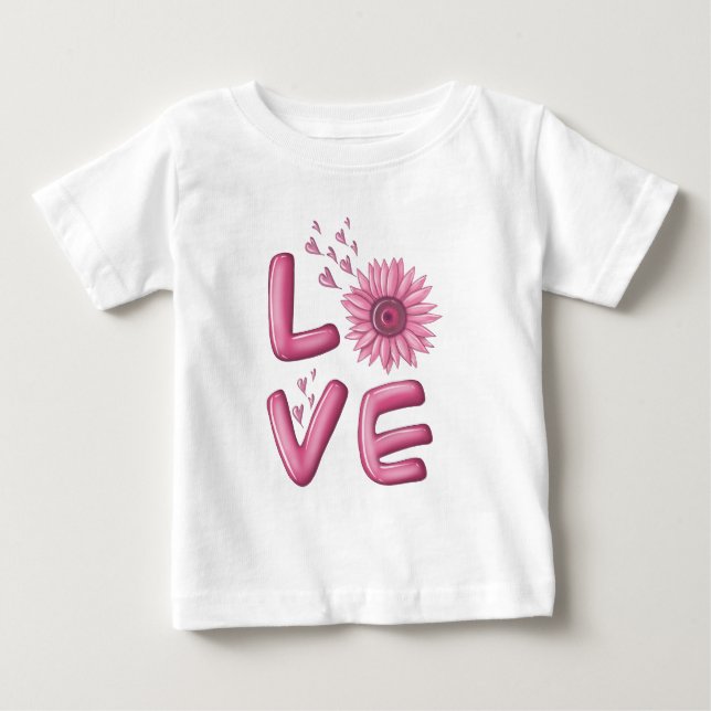 Kärlek Rosa Solros Baby T-Shirt (Framsida)