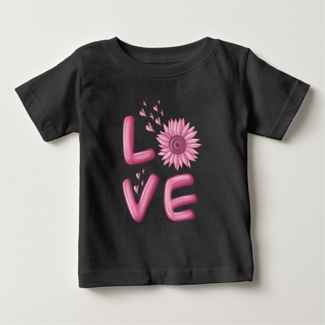 Kärlek Rosa Solros Baby T-Shirt (Framsida)