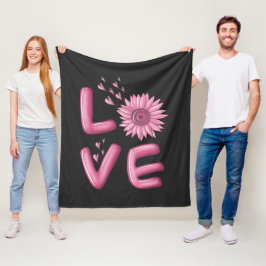 Kärlek Rosa Solros Fleecefilt