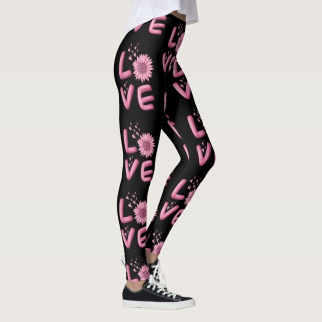 Kärlek Rosa Solros Leggings (Höger)