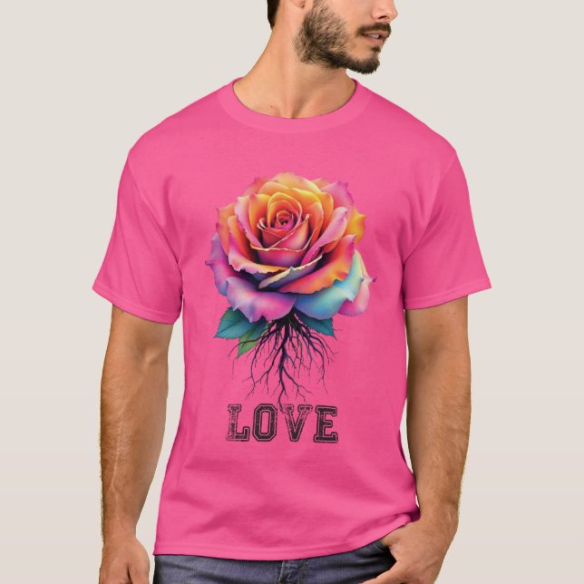 Kärlek Rosa T Shirt (Framsida)