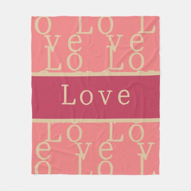 Kärlek Rosa Typografi Mönster Fleecefilt (Framsidan)
