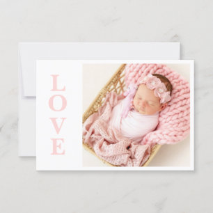 Kärlek Rosa Typography Photo Birth Notice
