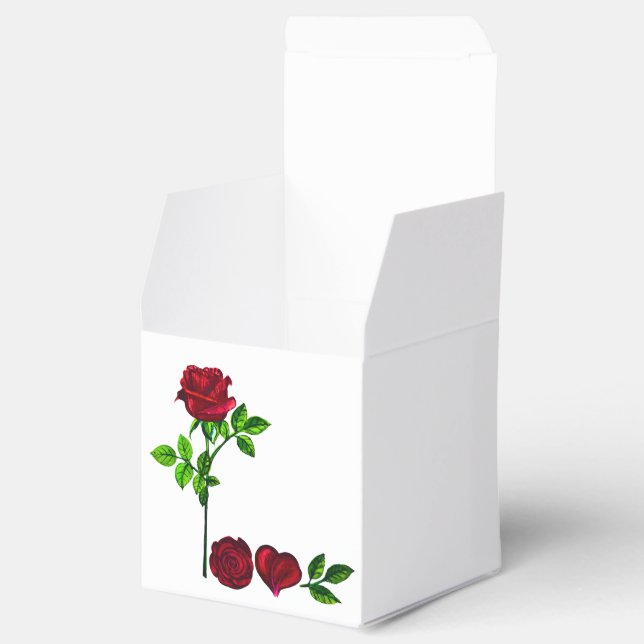 KÄRLEK Rose Favor Box – Handmålad konst Presentaskar (Öppnad)