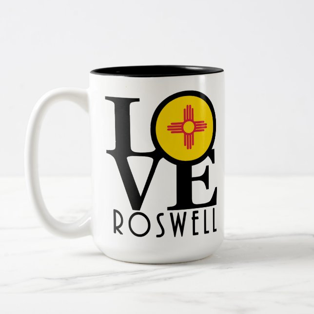 KÄRLEK Roswell New mexico 15oz Två-Tonad Mugg (Vänster)