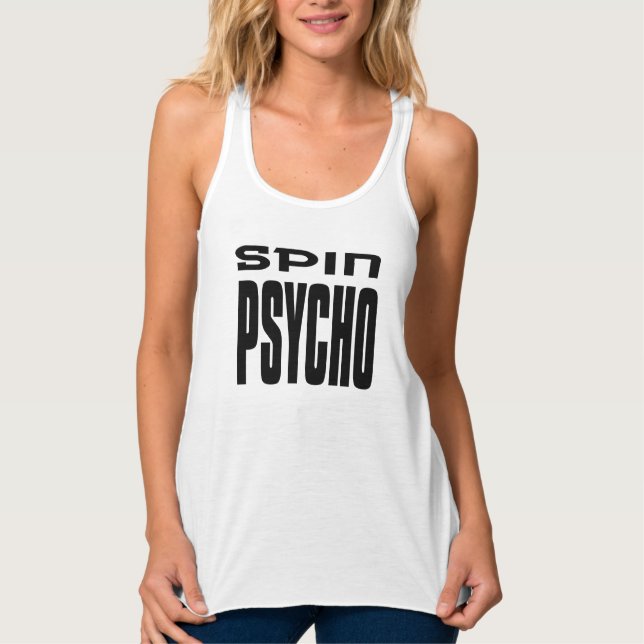 kärlek roterande yoga spin psycho gym humor lustig linne med racerback  (Framsida)