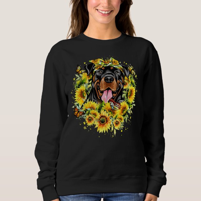 Kärlek Rottweiler Solros T Shirt (Framsida)