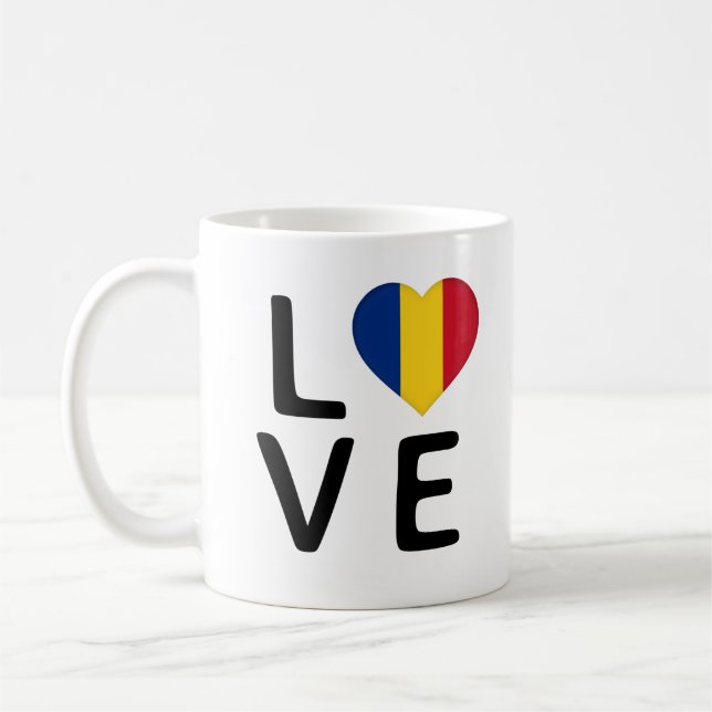 KÄRLEK - RUMÄNIEN FLAGGA KAFFEMUGG (Vänster)