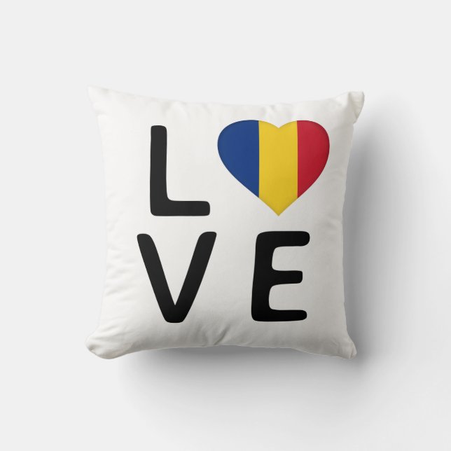 KÄRLEK - RUMÄNIEN FLAGGA KUDDE (Framsida)