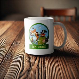 Kärlek Running Funny Woodland Animal Tävling Teckn Kaffemugg