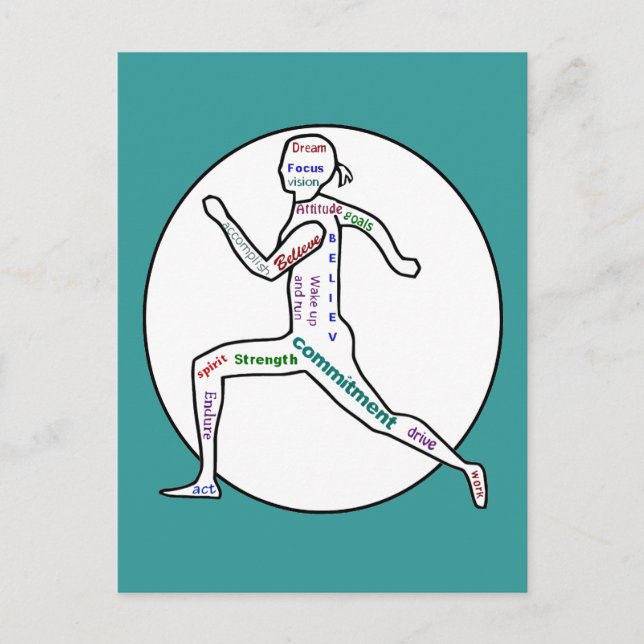 Kärlek Running Motivational Ord för Springer Vykort (Framsida)