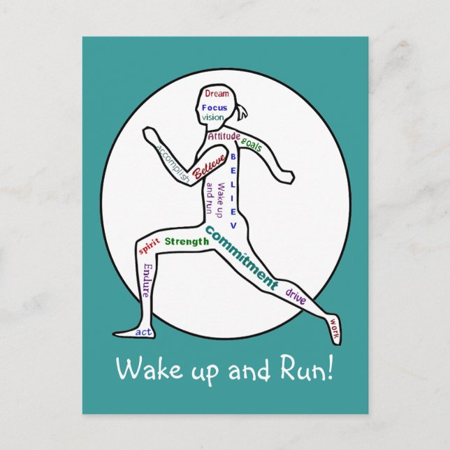 Kärlek Running Motivational Ord för Springer Vykort (Framsida)