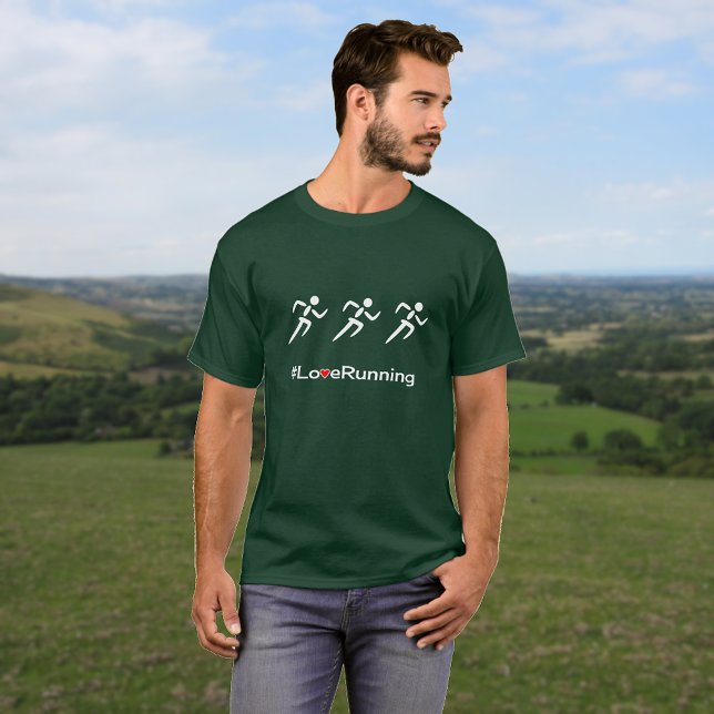 Kärlek Running-slogan-springer Tee (Example with forest green t-shirt and Vivid printing option)