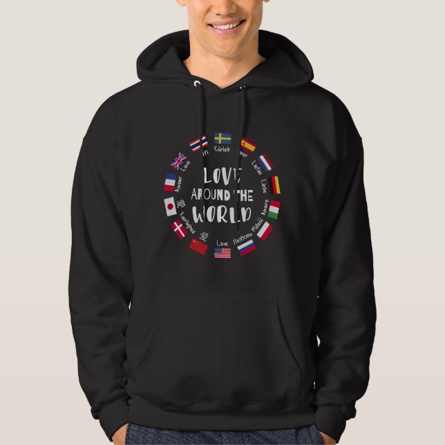 Kärlek runt om i världen Språk  Hoodie (Framsida)