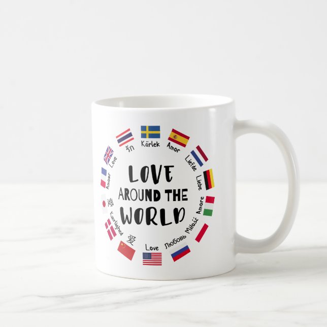 Kärlek runt om i världen Språk  Kaffemugg (Höger)