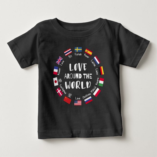 Kärlek runt om i världen Språk  T Shirt (Framsida)
