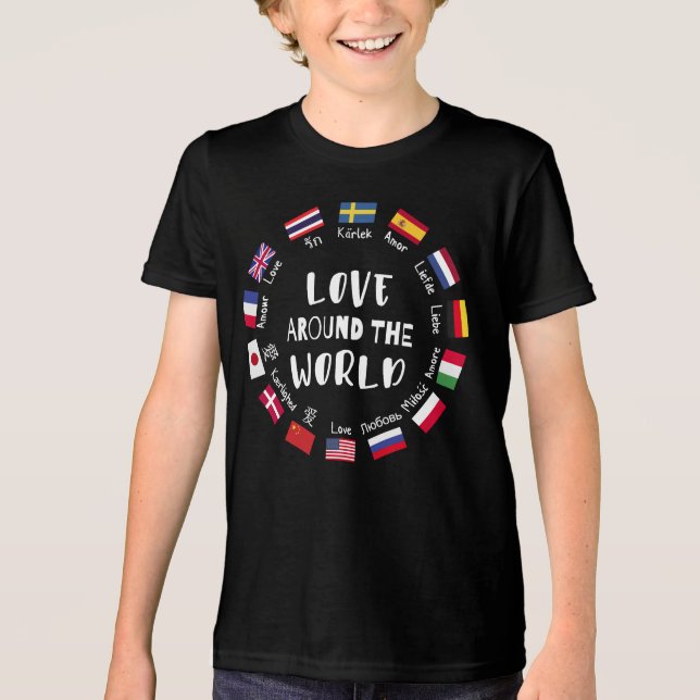 Kärlek runt om i världen Språk  T Shirt (Framsida)