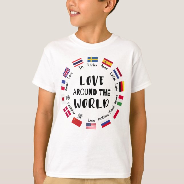 Kärlek runt om i världen Språk  T Shirt (Framsida)