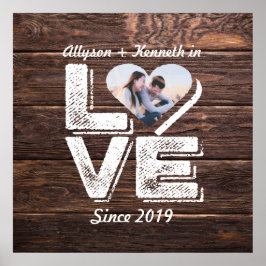 Kärlek Rustic Woodland Photo Heart Ram Monogram Poster