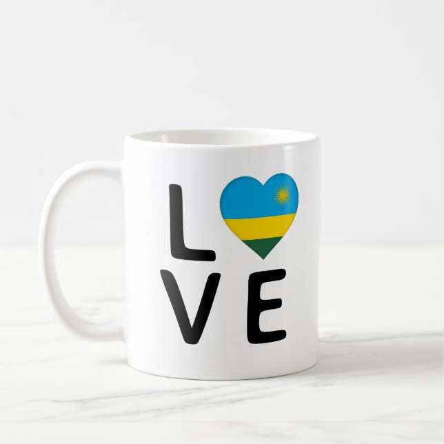 Kärlek - Rwanda Flagga Kaffemugg (Vänster)