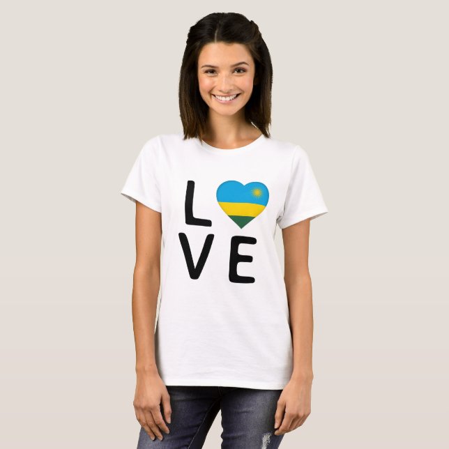 Kärlek - Rwanda Flagga T Shirt (Hel framsida)