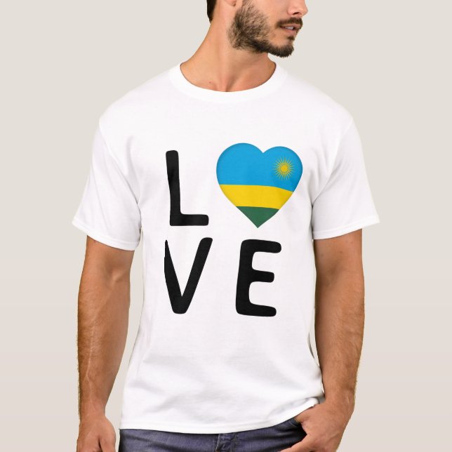Kärlek - Rwanda Flagga T Shirt (Framsida)