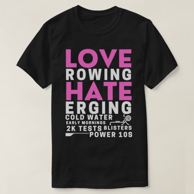Kärlek Rwing Hate Erging T Shirt (Design framsida)