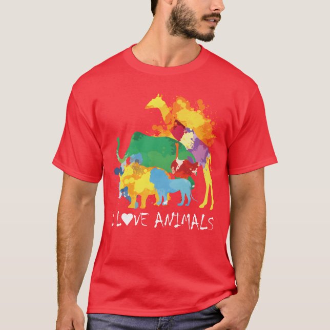 Kärlek Safari Djur Splash Färgglada Djur flicka T Shirt (Framsida)