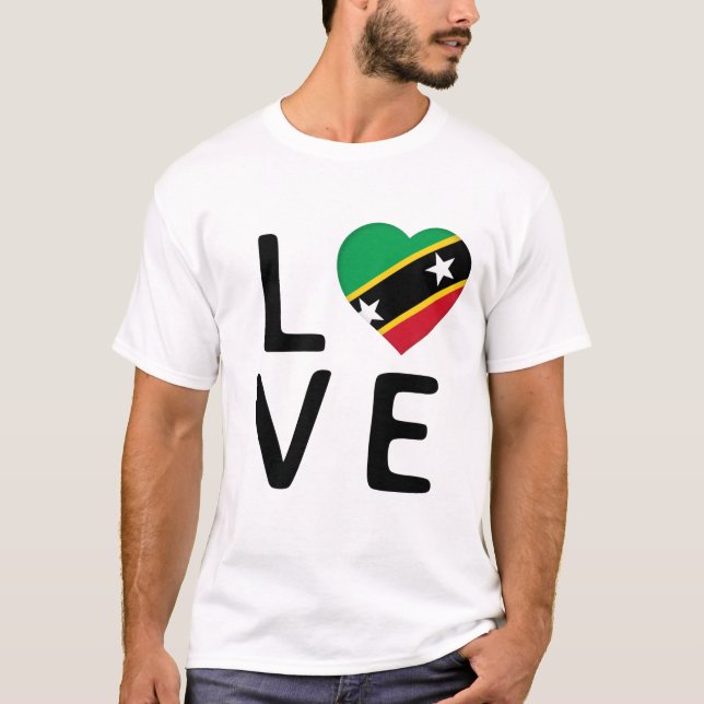 Kärlek - Saint Kitts och Nevis Flagga T Shirt (Framsida)