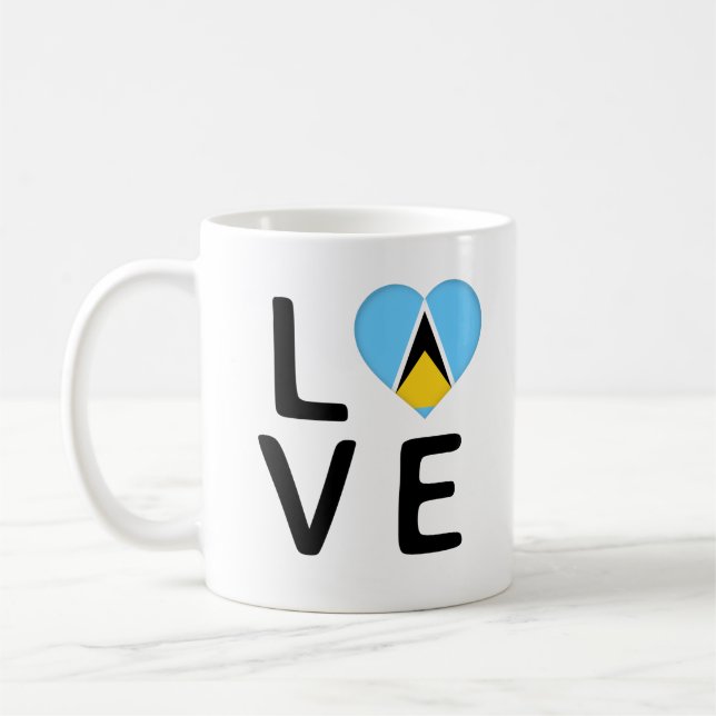 Kärlek - Saint Lucia Flagga Kaffemugg (Vänster)