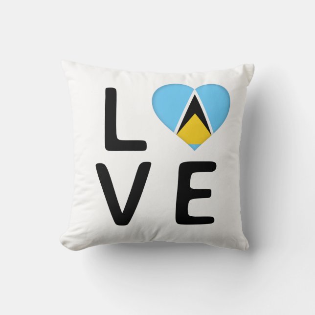 Kärlek - Saint Lucia Flagga Kudde (Framsida)