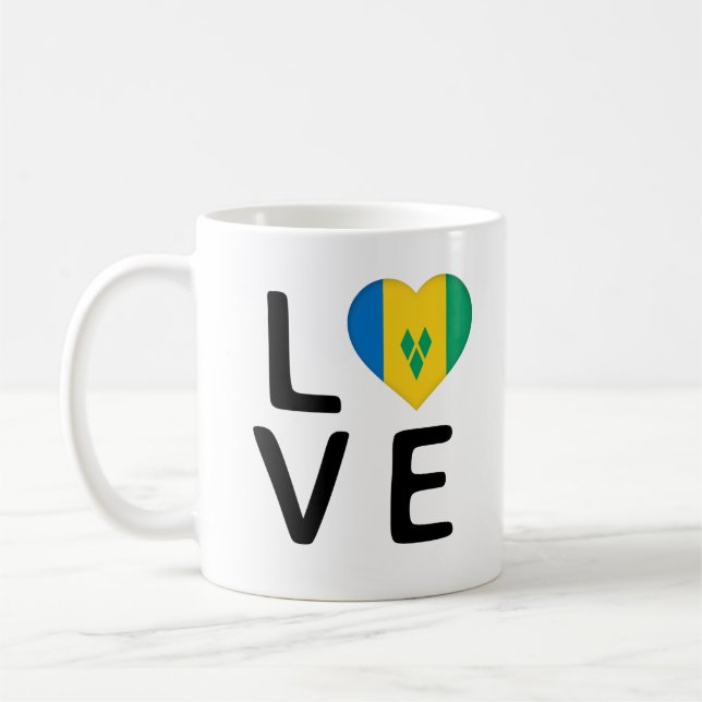 Kärlek - Saint Vincent och Grenadinerna-Flagga Kaffemugg (Vänster)