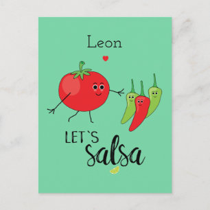 Kärlek Salsa Dancing Humous Cute Food Quote Vykort