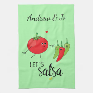 Kärlek Salsa Dancing Humous Cute Food Slogan Kökshandduk