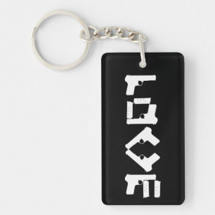 KÄRLEK samling Vit 2-sidig monogramnyckelkedja