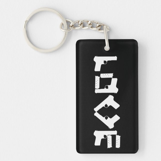 KÄRLEK samling Vit 2-sidig monogramnyckelkedja (Framsidan)