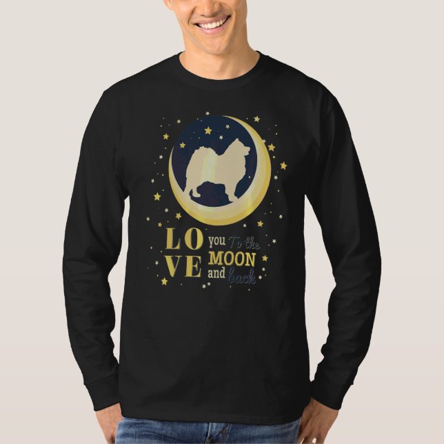 Kärlek Samoyed Bjelkier Hund till Måne T Shirt (Framsida)
