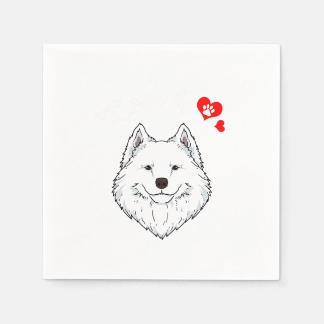 Kärlek Samoyed Hundägare Samoyed Tass Heart Gift Pappersservett (Framsidan)