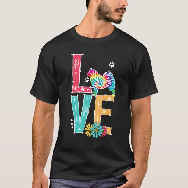 Kärlek Samoyed Tie Dye Rainbow Samoyed T Shirt (Framsida)