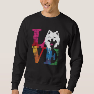 Kärlek Samoyed - Vintage Colorful Samoyed Hund ave Lång Ärmad Tröja