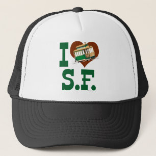 Kärlek San Francisco Cable Cars Illustrated Art Truckerkeps