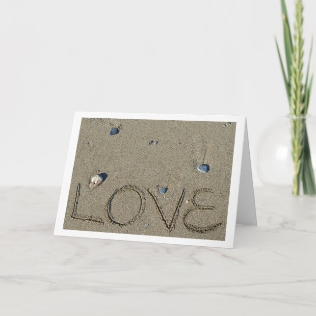 Kärlek Sand Writer Beach Card Helgkort (Framsida)