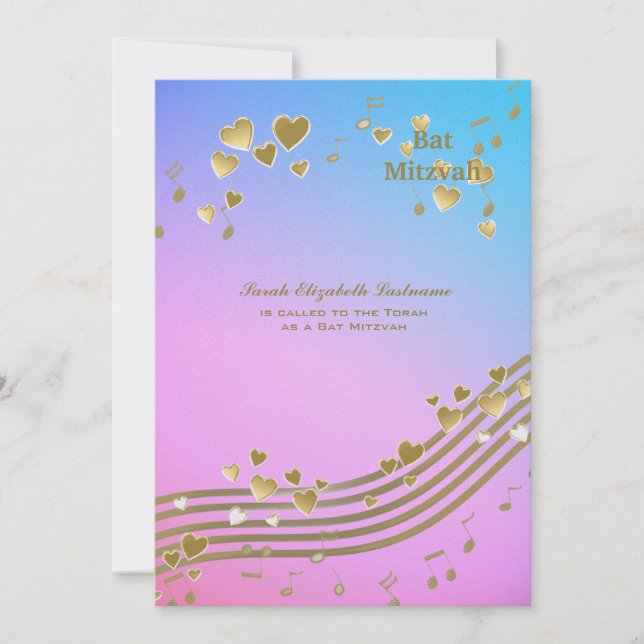 Kärlek Sång Bat mitzvah Inbjudningar (Framsida)