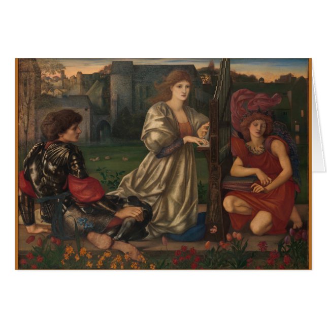 Kärlek Sång "Chant D'kärlek" av Edward Burne-Jones Hälsningskort (Framsidan Horizontal)