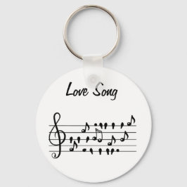 Kärlek sång, fåglar sitta mellan musik noter nyckelring