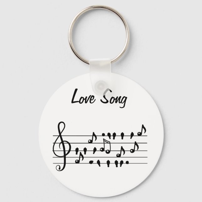Kärlek sång, fåglar sitta mellan musik noter nyckelring (Framsida)