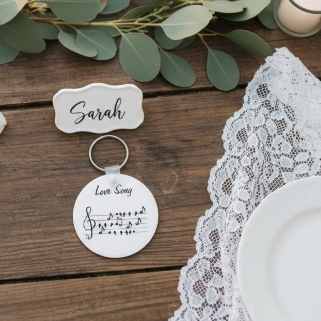 Kärlek sång, fåglar sitta mellan musik noter nyckelring (Skapare uppladdad)